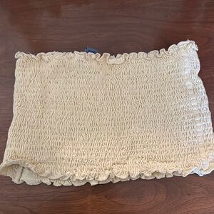 Cream Ruffled Tube Top